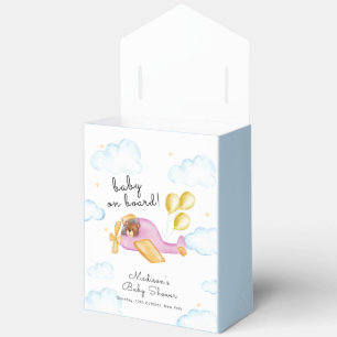 Boy Pilot Teddy Bear Balloon Airplane Baby Shower  Favour Box