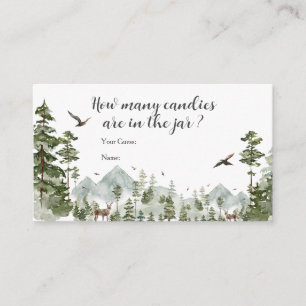 Boy Pine Tree Forest Mountain How Many Candies Enclosure Card