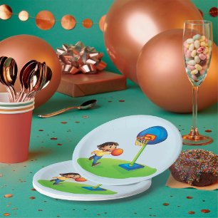 Boy Playing Basketball Paper Plates