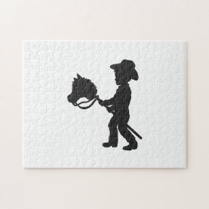 Boy Playing Cowboy - Choose background colour Jigsaw Puzzle