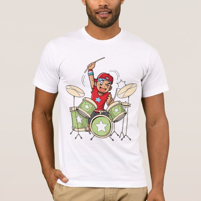 Boy Playing Drums Mens T-Shirt (Front)