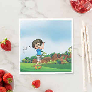 Boy Playing Golf Napkin
