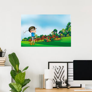 Boy Playing Golf Poster