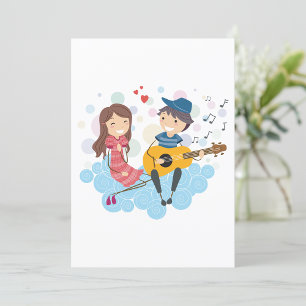 Boy Playing Guitar for Girl Love and Music  Invitation