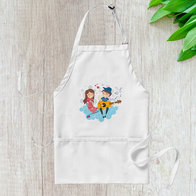 Boy Playing Guitar for Girl Love and Music  Standard Apron (Creator Uploaded)