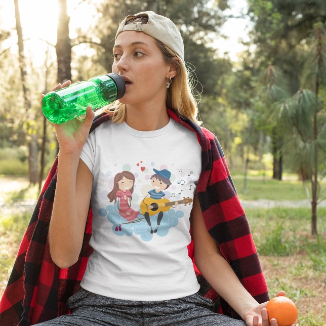 Boy Playing Guitar for Girl Love and Music  T-Shirt (Creator Uploaded)