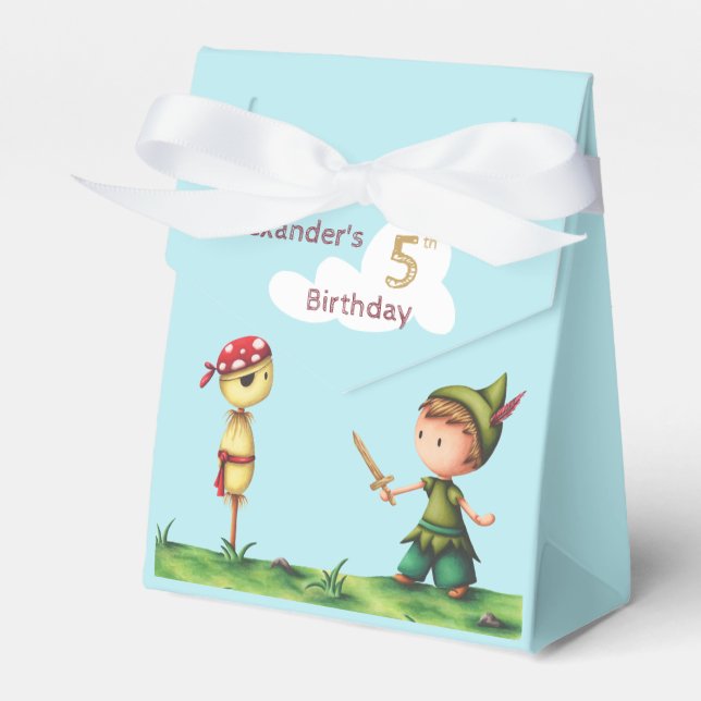Boy Playing Pirates with Scarecrow Pirate Birthday Favour Box (Front Side)