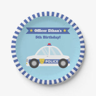 Boy Police Car Birthday Party Supplies Paper Plate