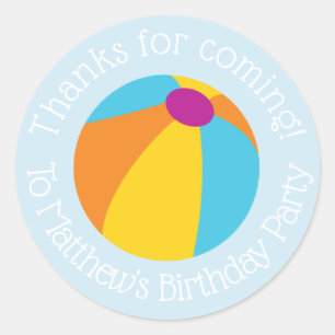 Boy Pool Birthday Party Classic Round Sticker