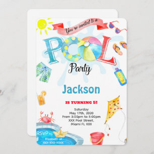 Boy Pool Invitation