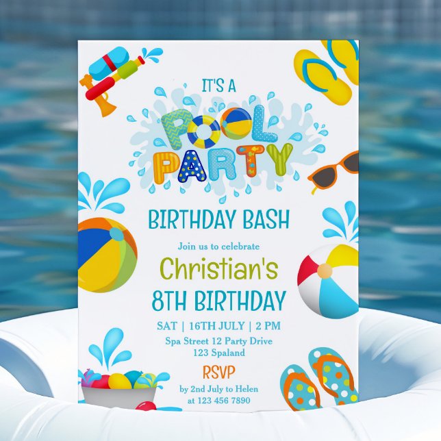 Boy Pool Party Birthday Invitation (Creator Uploaded)