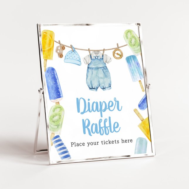 Boy Popsicle Baby Shower Diaper Raffle Poster (Popsicle Baby Shower Diaper Raffle Sign)