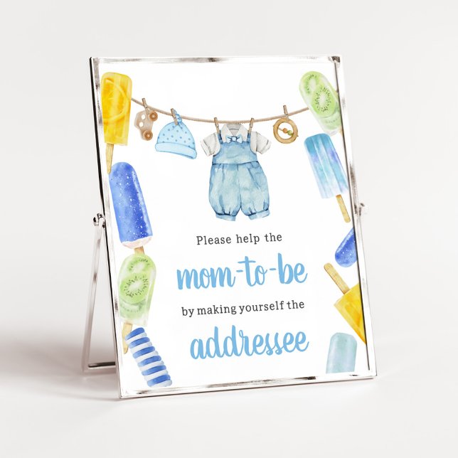 Boy Popsicle Baby Shower Envelope Station Poster (Popsicle Baby Shower Envelope Station Sign)