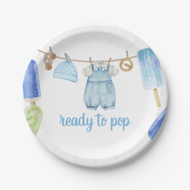 Boy Popsicle Baby Shower Paper Plate (Front)