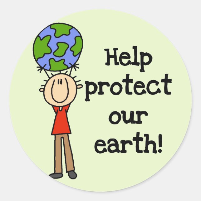 Boy Protect Our Earth T-shirts and Gifts Classic Round Sticker (Front)