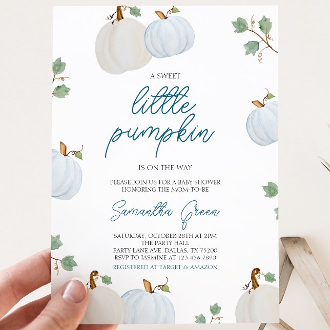 Boy Pumpkin Baby Shower Invitation (Creator Uploaded)