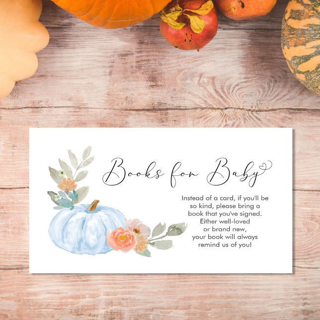 Boy Pumpkin Books For Baby Shower Enclosure Card (Creator Uploaded)
