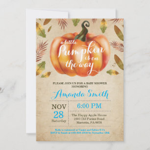Boy Pumpkin Fall Baby Shower Invitation Rustic