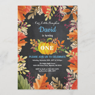 Boy Pumpkin Fall Birthday Invitation
