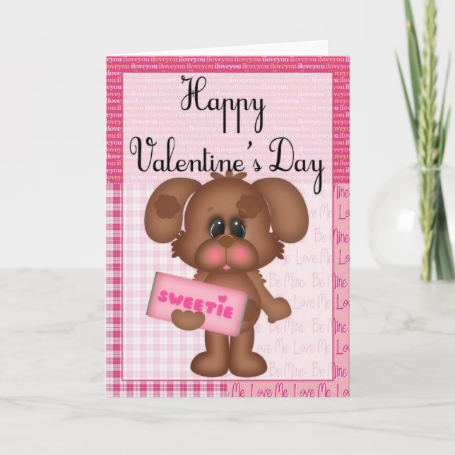 Boy Puppy Love Happy Valentine Greeting Card 1 (Front)