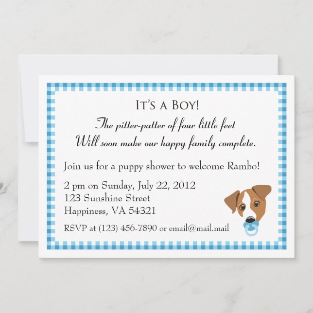 Boy Puppy Shower Invitations (Front)