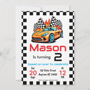 Boy race car birthday invitation
