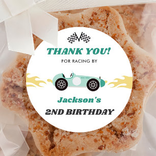 Boy Race Car Birthday Party Classic Round Sticker