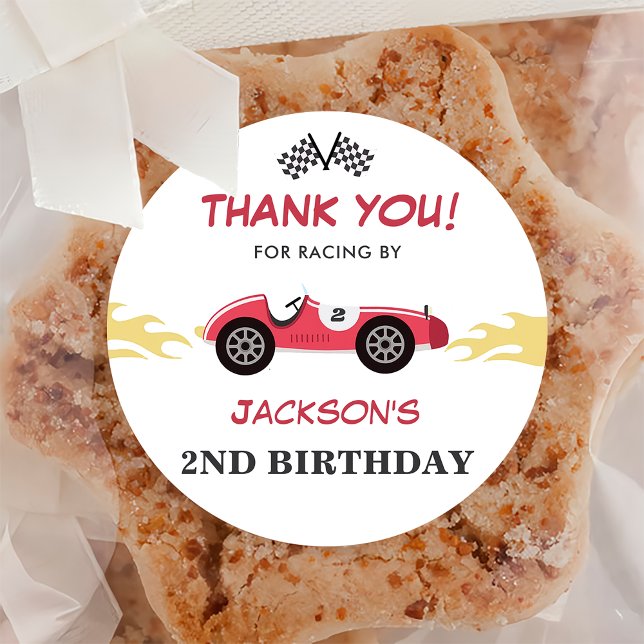  Boy Race Car Birthday Party Classic Round Sticker (Creator Uploaded)