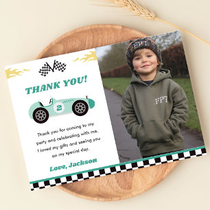 Boy Race Car Birthday Party Thank You Card