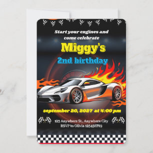 Boy Race Car Hot Wheels Invitations Birthday