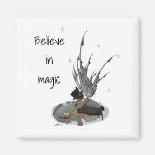 Boy Rain Fairy With Frog Magnet