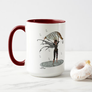Boy Rain Fairy With Leaf Coffee Mug