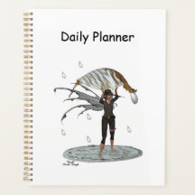 Boy Rain Fairy With Leaf Daily Planner