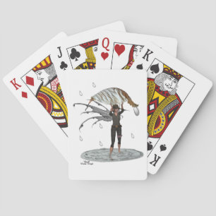 Boy Rain Fairy With Leaf Playing Cards