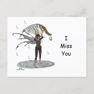 Boy Rain Fairy With Leaf Postcard