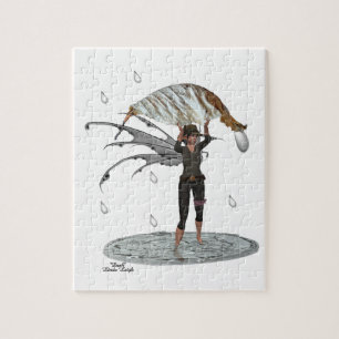 Boy Rain Fairy With Leaf Puzzle