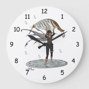 Boy Rain Fairy With Leaf Wall Clock