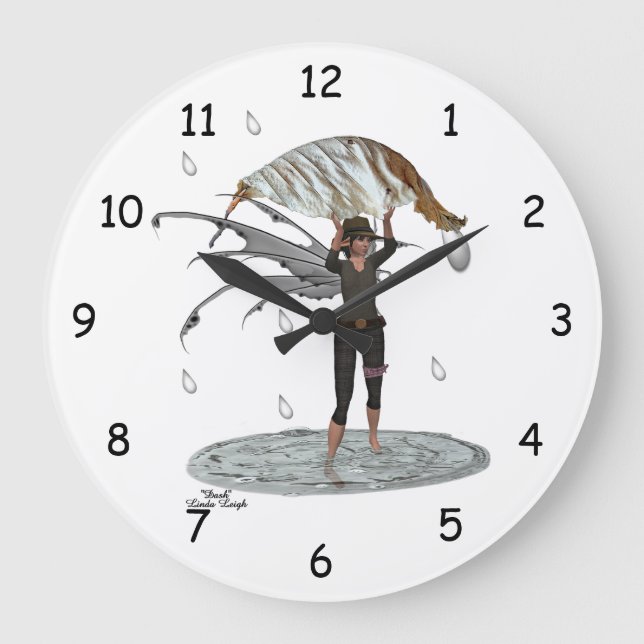 Boy Rain Fairy With Leaf Wall Clock (Front)