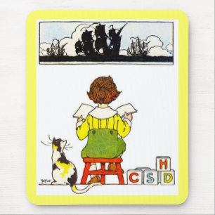 Boy reading mouse pad