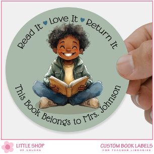Boy Reading Teacher Classroom Library Labels