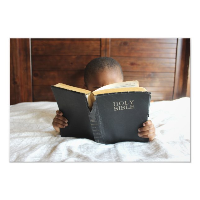 Boy Reading the Holy Bible Photo Print (Front)
