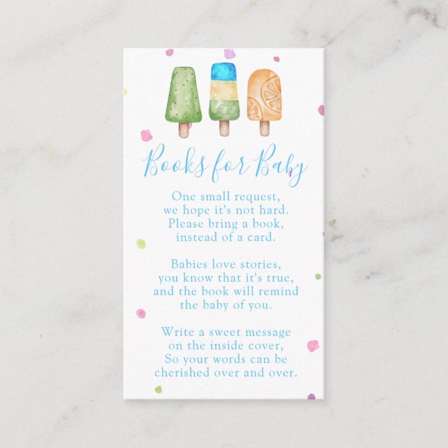 Boy Ready to Pop Summer Books for Baby Shower Enclosure Card (Front)