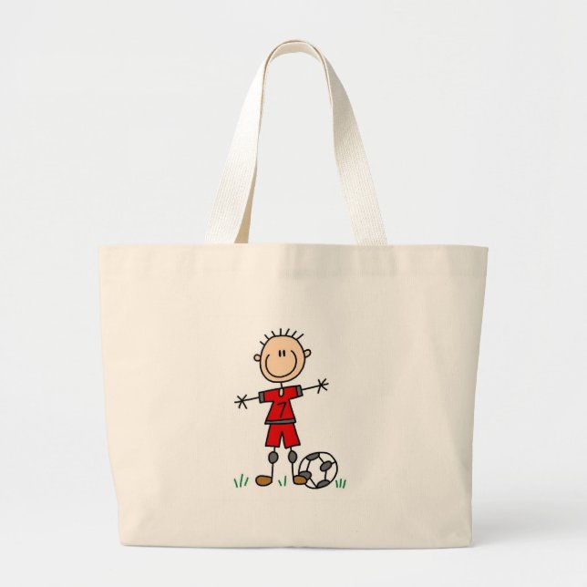 Boy Red Uniform Soccer Large Tote Bag (Front)