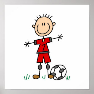Boy Red Uniform Soccer Player T-shirts and Gifts Poster