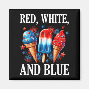 Boy Red White Blue American Flag 4th July psicle Magnet