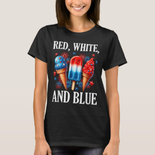 Boy Red White Blue American Flag 4th July psicle T-Shirt