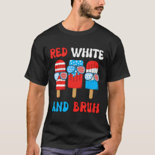 Boy Red White Bruh 4th July-shirt Popsicle Usa Fla T-Shirt