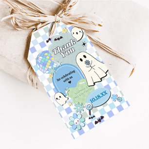 Boy Retro Groovy Little Boo Birthday Favour Tags