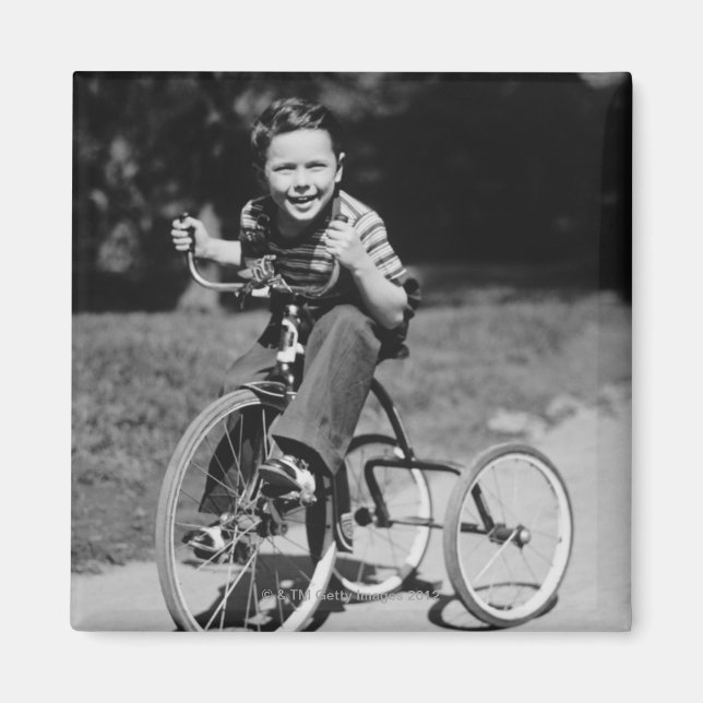 Boy Riding Tricycle Magnet (Front)