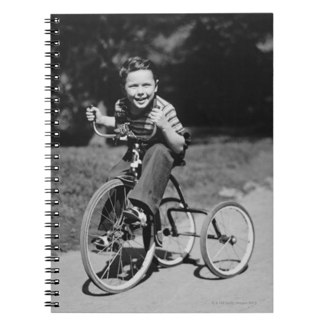 Boy Riding Tricycle Notebook (Front)